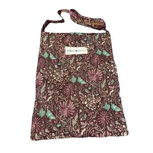 April Cornell Burgundy Floral Cotton Tote Cottagecore Shoulder Bag